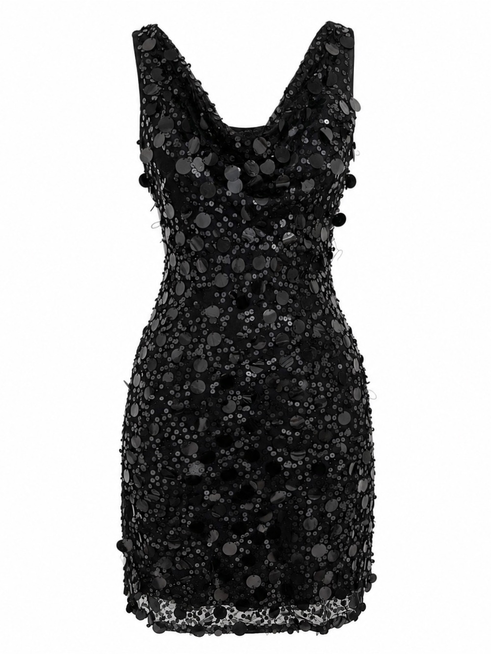 Vintage Y2K Sue Wong black embellished mini dress